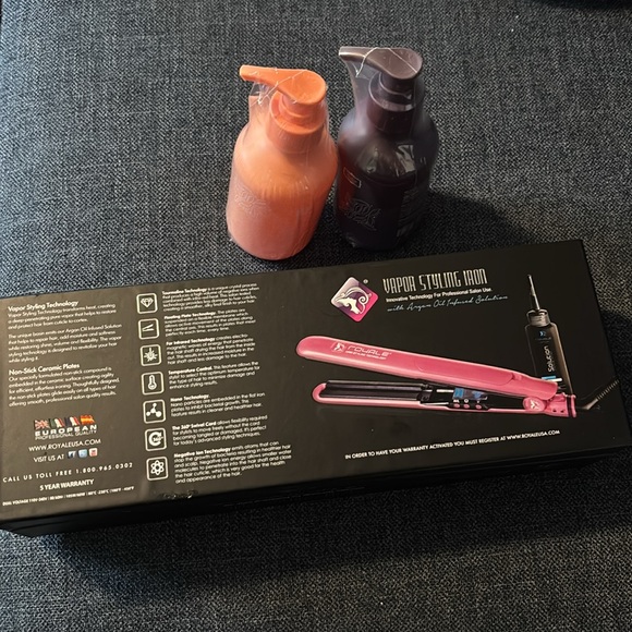BUNDLE Royale Pro Vapor Pink Styling Iron & Royale Hair Rescue Shampoo/Condition - Picture 4 of 10